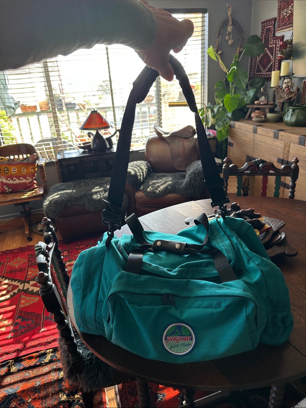 Jansport ‘World Traveler’ large Teal Weekend Duffel Bag Gym beach travel unisex